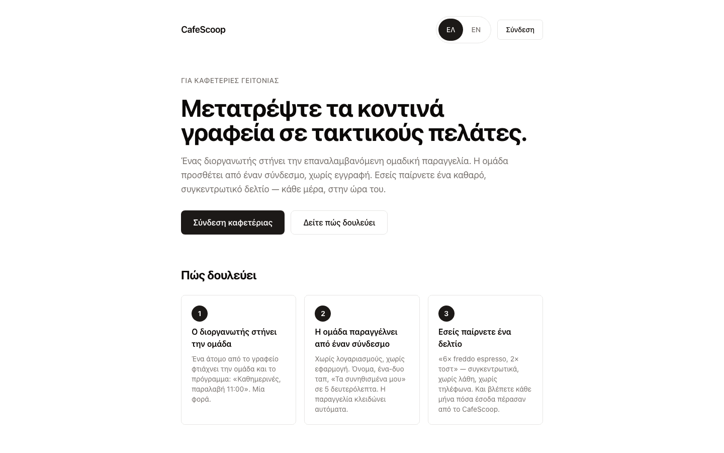 CafeScoop στιγμιότυπο
