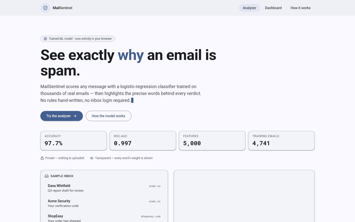 MailSentinel screenshot